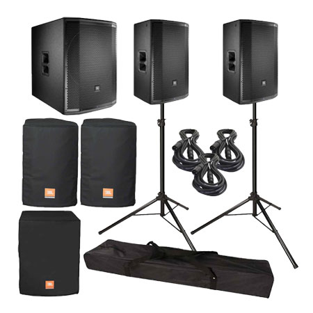 (2) JBL PRX815W Monitors with 18inch Self-Powered Subwoofer and Covers