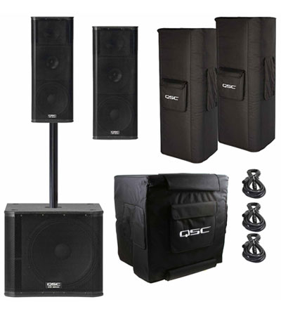 (2) QSC KW153 3-Way Active Speaker with 15inch Woofer and  6.5inch Midrange Woofer and KW181 Subwoofer Package