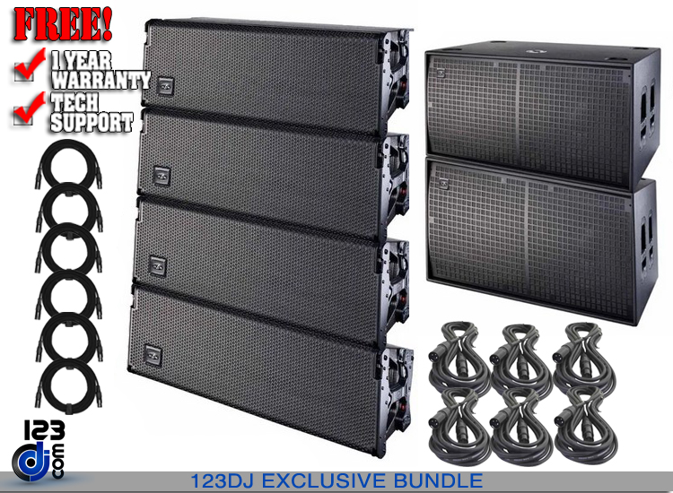 (4) DAS Event 210A Dual 10" Powered Line Array Speakers with Dual 18" Powered Subwoofers Package