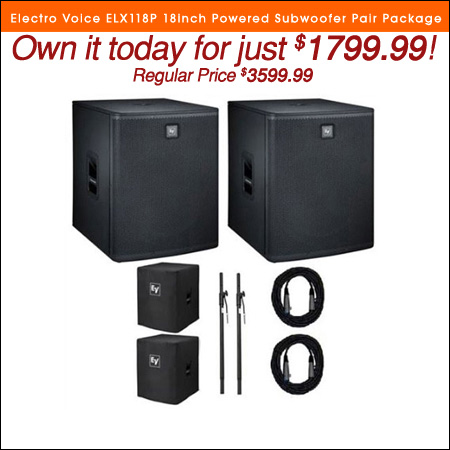 Electro Voice ELX118P 18inch Powered Subwoofer Pair Package 