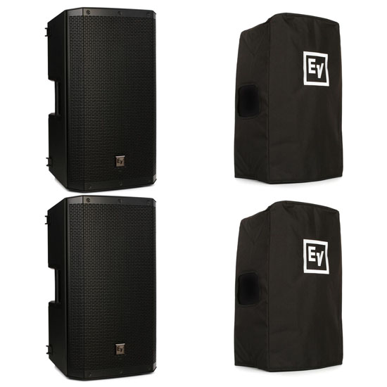 Electro Voice ZLX-12BT Powered Speaker Pair with Covers - Bundle