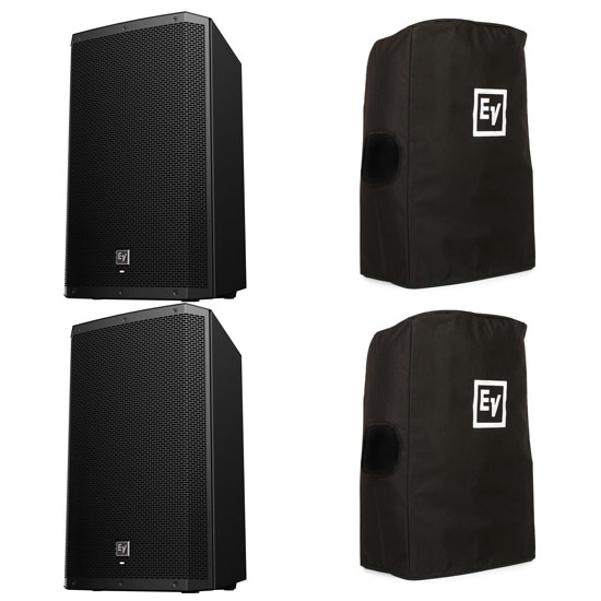 Electro Voice ZLX-15BT Powered Speaker Pair with Covers - Bundle
