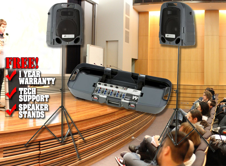 Peavey Escort 3000 Portable PA System with Two Speakers, Speaker Stands