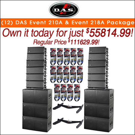 (12) DAS Event 210A 10" Powered Line Array Speakers with Event 218A 18" Subwoofers & Rigging Systems Package