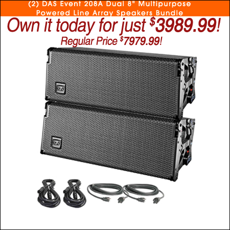 (2) DAS Event 208A Dual 8" Multipurpose Powered Line Array Speakers Bundle 