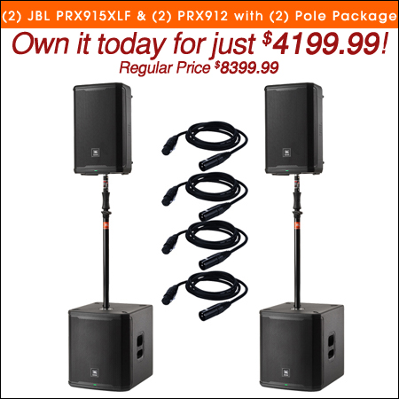  (2) JBL PRX915XLF & (2) JBL PRX912 with (2) Subwoofer Pole Package 