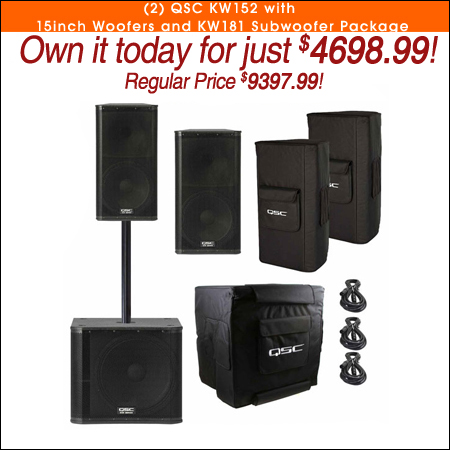 (2) QSC KW152 with 15inch Woofers and KW181 Subwoofer Package 