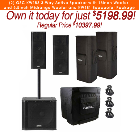 (2) QSC KW153 3-Way Active Speaker Package