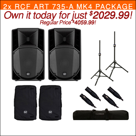 2x RCF ART 735-A MK4 + Covers + Stands + Bag + Cables 