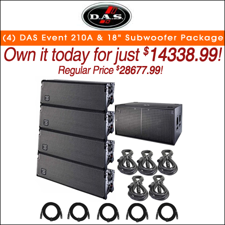 (4) DAS Event 210A Dual 10&  Powered Line Array Speakers with Dual 18  Powered Subwoofer Package