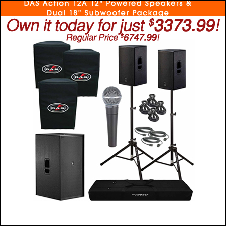 DAS Action 12A 12" Powered Speakers & Dual 18" Subwoofer Package 