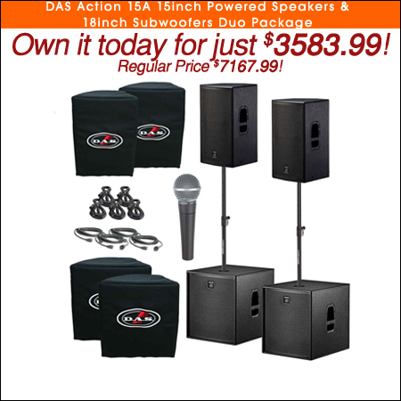 DAS Action 15A 15inch Powered Speakers & 18inch Subwoofers Duo Package 