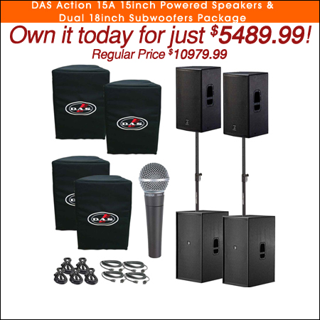 DAS Action 15A 15inch Powered Speakers & Dual 18inch Subwoofers Package 