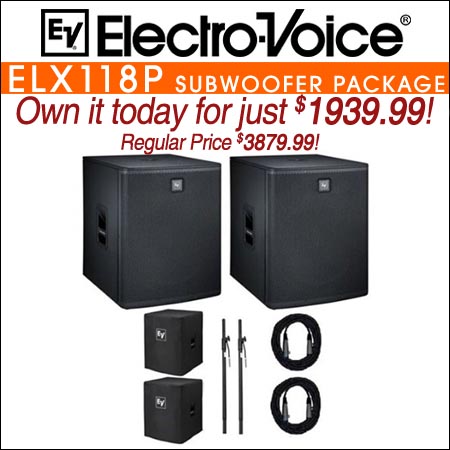 Electro Voice ELX118P 18inch Powered Subwoofer Pair Package