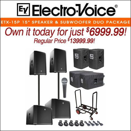 Electro Voice ETX-15P 15" Powered Speaker & Subwoofer Duo Package 