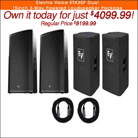 Electro Voice ETX35P Dual 15inch 3-Way Powered Loudspeaker Package