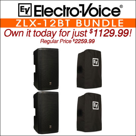 Electro Voice ZLX-12BT Powered Speaker Pair with Covers - Bundle