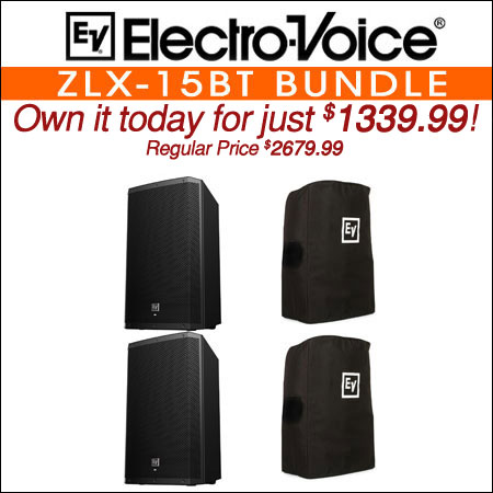 Electro Voice ZLX-15BT Powered Speaker Pair with Covers - Bundle