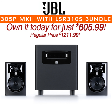  JBL 305P MkII Studio Monitors Pair with LSR310S Bundle