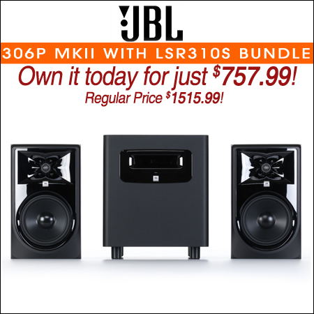  JBL 306P MkII Studio Monitors Pair with LSR310S Bundle
