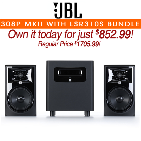  JBL 308P MkII Studio Monitors Pair with LSR310S Bundle