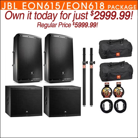 JBL EON615/EON618 Powered Full Range/Subwoofer Pair Package