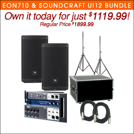  JBL EON710 Speakers & Soundcraft UI12 Mixer Bundle 