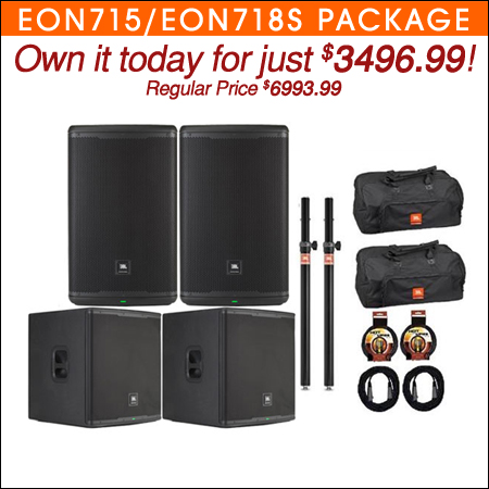 JBL EON715/EON718 Powered Full Range/Subwoofer Pair Package