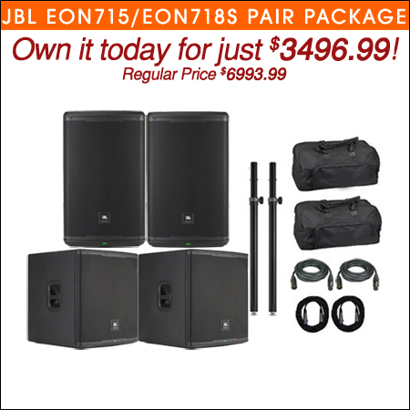 JBL EON715/EON718S Powered Full Range/Subwoofer Pair Package