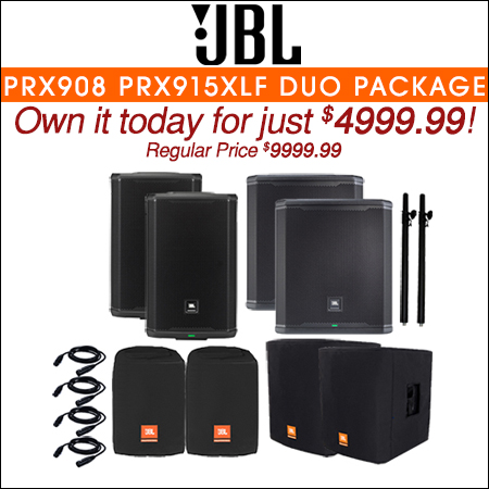  (2) JBL PRX908 and (2) JBL PRX915XLF with CVR Subwoofer Pole Package