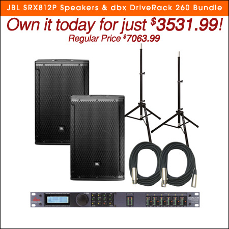  JBL SRX812P Speakers & dbx DriveRack 260 Bundle