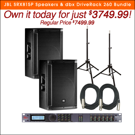  JBL SRX815P Speakers & dbx DriveRack 260 Bundle