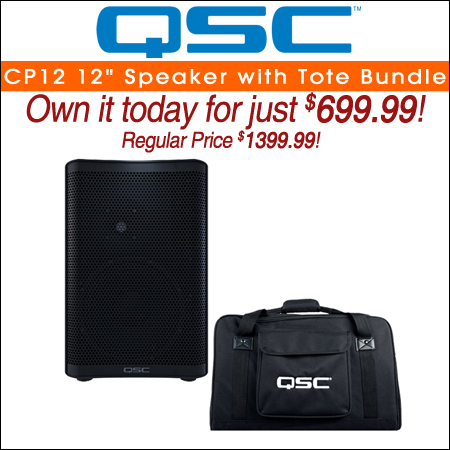 QSC CP12 12" Powered Speaker with Tote Bundle
