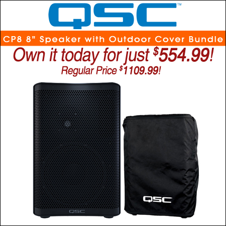 QSC CP8 8" Powered Speaker with Outdoor Cover Bundle