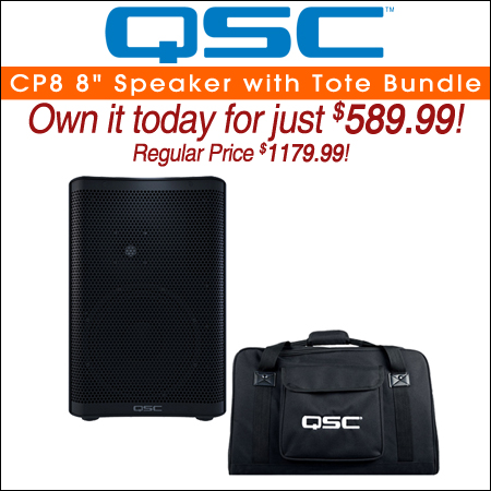 QSC CP8 8" Powered Speaker with Tote Bundle