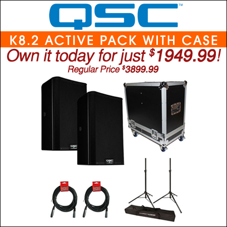 QSC K8.2 Active Powered 8" Speaker w/ Case Package