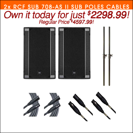RCF 2x RCF Sub 708-AS II + Subwoofer Poles + Cables 