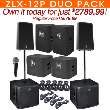 Electro-Voice ZLX-12P 12" Powered Speaker & Subwoofer Duo Package 