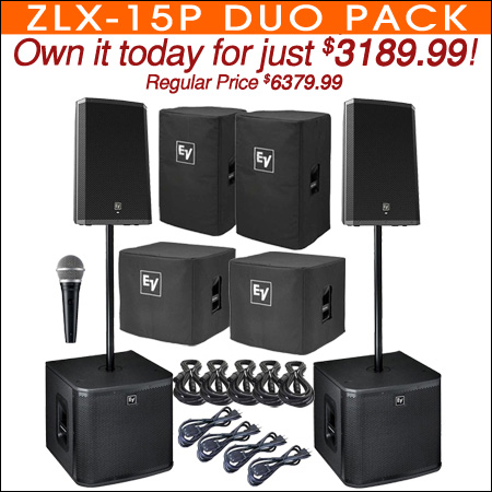 Electro-Voice ZLX-15P 15" Powered Speaker & Subwoofer Duo Package 