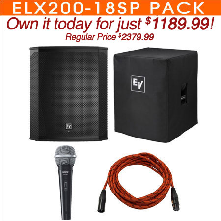Electro-Voice ELX200-18SP 18" Powered Subwoofer with Microphone & Cover Package 