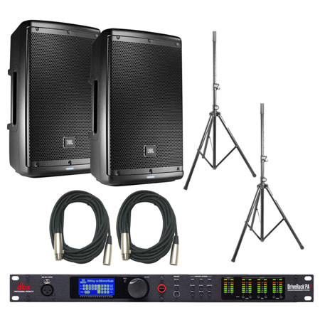 JBL EON610 Speakers and dbx DriveRack PA2 Bundle