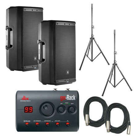 JBL EON612 Speakers & dbx GoRACK Processor Bundle