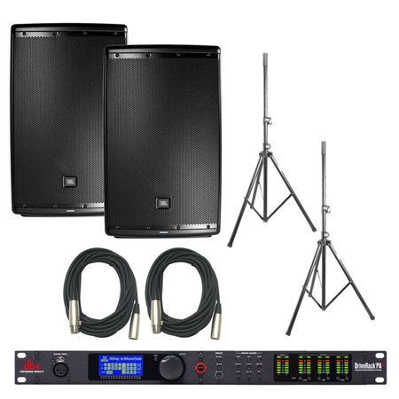 JBL EON615 Speakers and dbx DriveRack PA2 Bundle