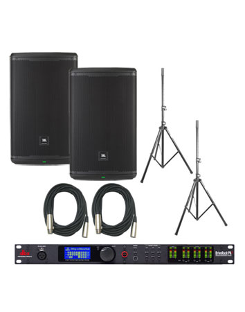 JBL EON715 Speakers and dbx DriveRack PA2 Bundle