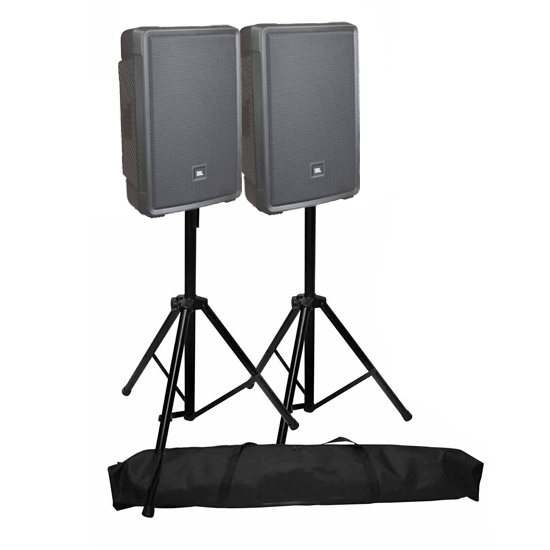 JBL IRX-112BT 12" Compact Portable Bluetooth Powered DJ PA Speaker Pair with Stands