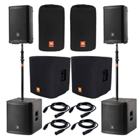  (2) JBL PRX912 and (2) JBL PRX918XLF 18-Inch 2000 Watt Powered Subwoofer with Covers and Pole Package 