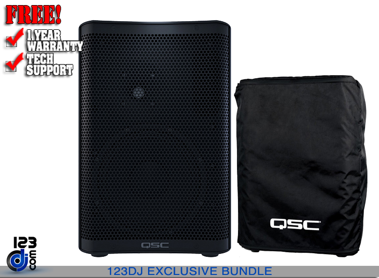 QSC CP12 12" Powered Speaker with Outdoor Cover Bundle