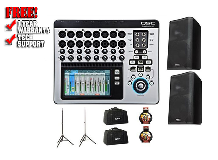 QSC TouchMix 16 Digital Mixer With K12 Powered Loudspeaker Pair Pack