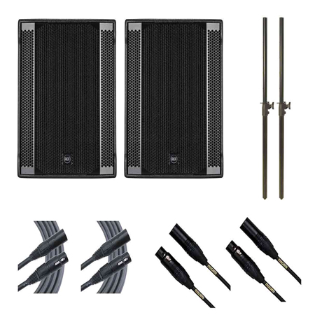 RCF 2x RCF Sub 708-AS II + Subwoofer Poles + Cables
