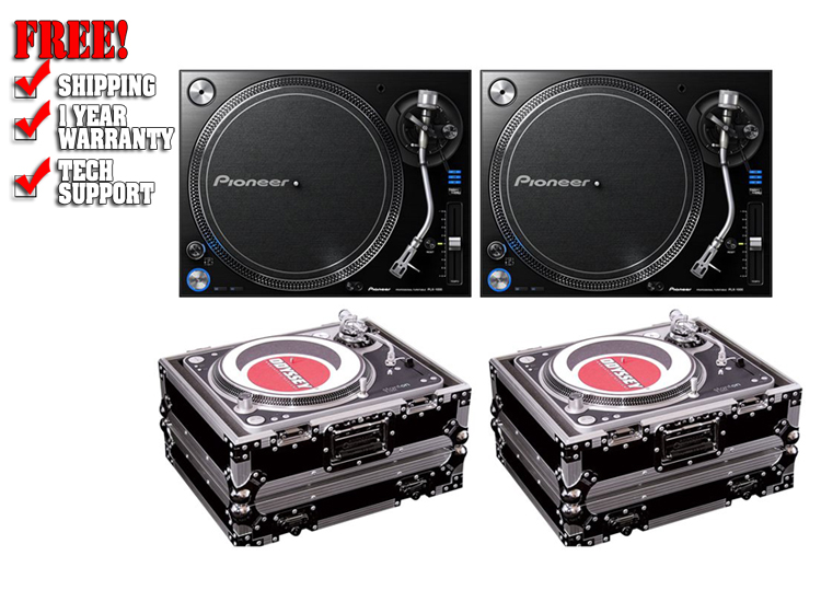 Pioneer PLX-1000 DJ Turntables with Road Cases